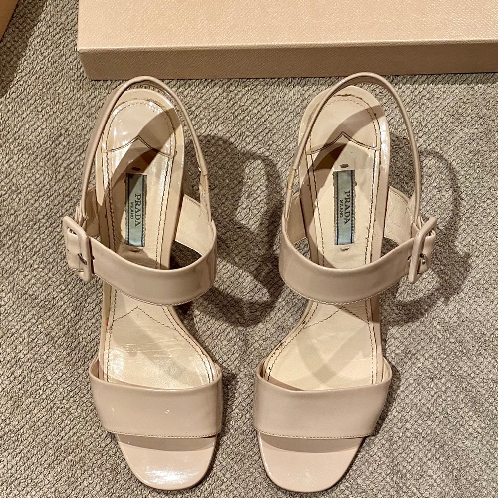 Prada - 42 - Nude - Chunk Heel Sandals - Picture 4 of 8